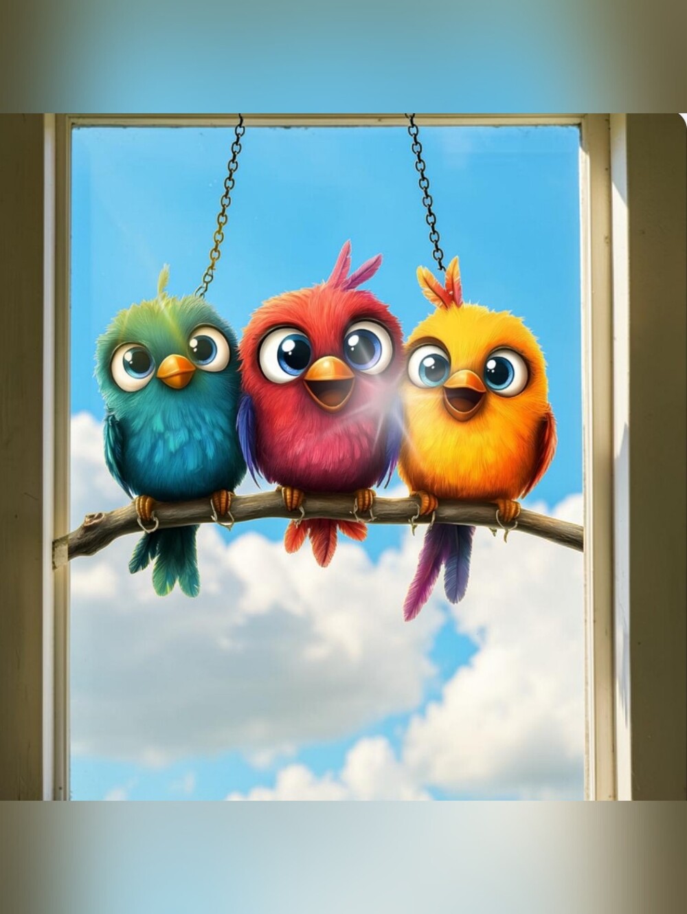 💜3/$25 Colorful Cute Birds Acrylic Suncatcher 7.8"x7.8" Stained Glass Style